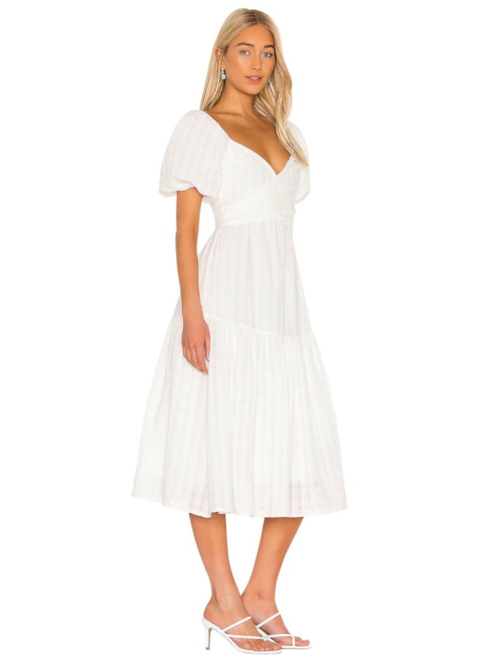 ASTR The Label Sonnet Midi Puff Sleeve Dress - Bridal  - Size S